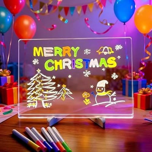 Upgrade Lumiboards LED Drawing Board for Kids, 2026 New LED Note Board with 7 Colors Pen, Magic Illuminated Drawing Board Light Up Dry Erase Board with Stand for Office School Home (20 X 30CM)