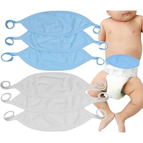 ToBeInStyle Babies' 6-Pack Comfortable Newborn Baby Belly Binder - Blue/White - One Size