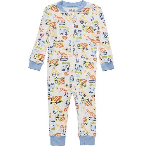 Little Me Baby Boys Bamboo Long-Sleeve Construction Vehicle Printed Coverall