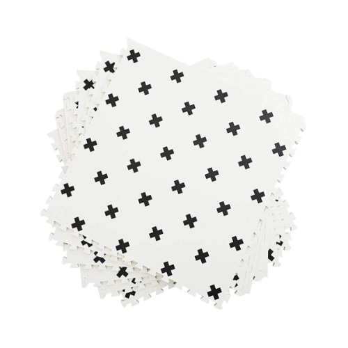 Black & White Baby Play Mat | Buy the Brooklyn Cross White Foam Floor Tiles for Baby Play Time - Yay! Mats - Yay Mats Store