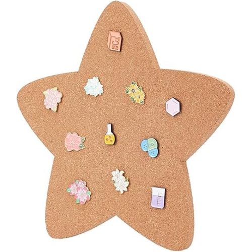 NBEADS Pin Display Cork Board, Star Cork Brooch Board 0.5inch Thick Pin Board Wall Mounted Cork Board Wooden Bulletin Display Board for Brooch Pin Storage Office Home Decor, 12x11Inch