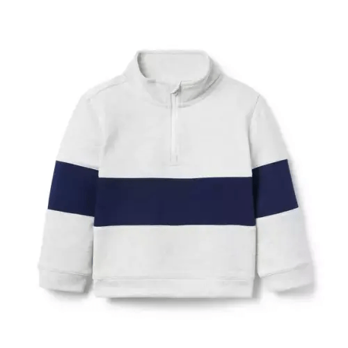 Boy Cookies And Cream Heather Stripe Half-Zip Sweatshirt by Janie and Jack