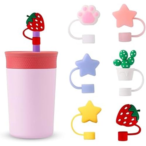 6pcs Straw Cover Cap for Owala Kids Cup, Dust-Proof Drinking Silicone Straws Reusable Straws Tips Lids,12mm 0.47in Lid Accessories (6pcs)