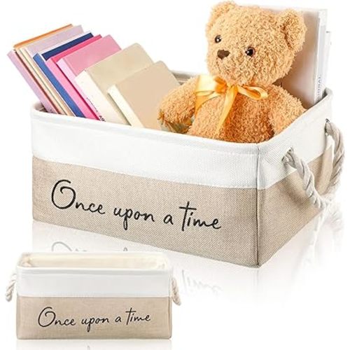 Marsui Book Lover Gifts Once Upon a Time Book Storage Basket Bin Bookish Accessories Bookworm & Librarian Gift for Club Members Student Teacher Reading Accessories