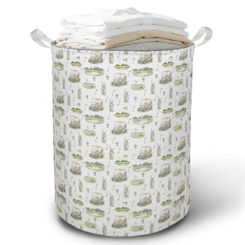 Golf Laundry Basket Hamper, Golf Nursery Decor, Golfing Lover Golfer Gifts Foldable Clothes Toys Books Storage Box Bins Baskets Organizer for Kids Bedroom Bathroom Sports Room