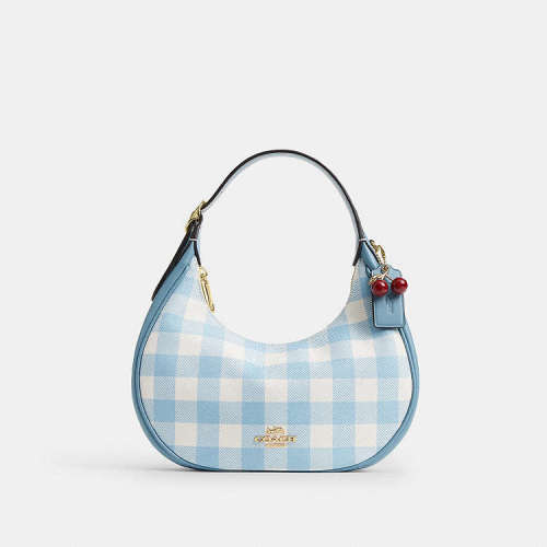Emily Shoulder Bag With Gingham Print And Charm