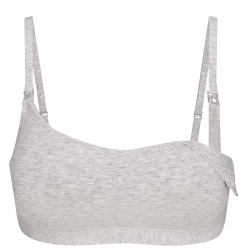 COTTON JERSEY MATERNITY NURSING SCOOP BRALETTE | LIGHT HEATHER GREY | MEDIUM