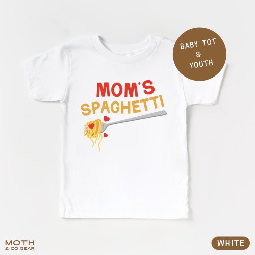 Mom's Spaghetti Baby Bodysuit • Unisex Food Inspired Baby Outfit • Funny Unique Gender Neutral Luxe Hand-Printed Newborn Gift.