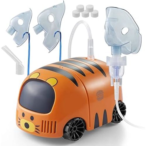Nebulizer for Kids,Tiger Nebulizer for Kids and Adults, Quiet Compressor Nebulizer Machine for Home Breathing Treatments, Complete Kit with Child & Adult Masks and Mouthpiece