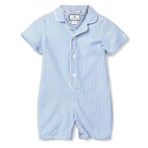 Baby's Twill Summer Romper in French Blue Heritage Stripe