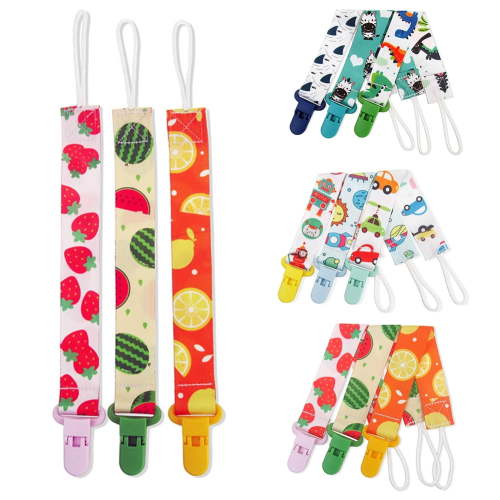 Ludlz Baby Pacifier Clips, 3Pcs/Set Universal Holder Leash for Boys and Girls, Teething Toys Teethers Cute Cartoon Dummy Baby Pacifier Clip Chain Holder Teething