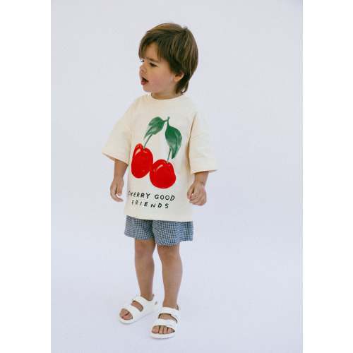 Oversized Graphic Tee- Cherry- Cream