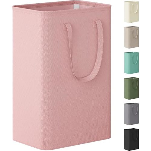 Lifewit Slim Collapsible Laundry Basket with Handles, 50L, Pink