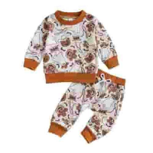 CPNG Baby Boys Halloween Pants Outfits Long Shirts Pumpkin Sweatshirts Pants Boys Fall Halloween Clothes Set Halloween Costumes for Trick-or-Treating Kids 0-6 Months (Grey)