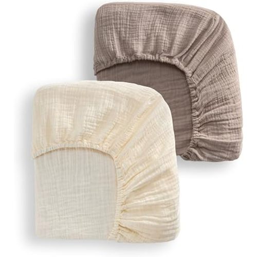 Crib Sheets, 2 Pack, Ivory & Khaki