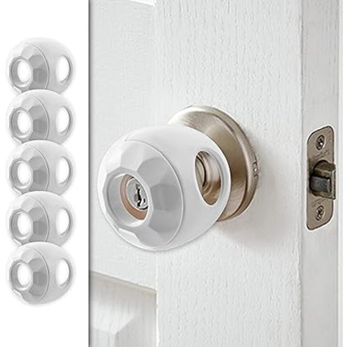 Door Knob Safety Cover for Kids - 5 Pack - Baby Proof Door Knob Covers - Door Locks for Kids Safety Child Proof - White