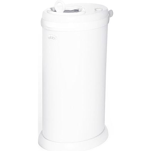 Ubbi Steel Diaper Pail, Odor Locking, No Special Bag Required, Award-Winning, Registry Must-Have, White
