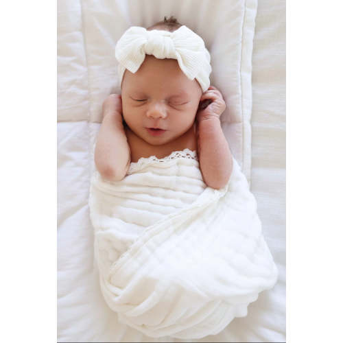 Gardenia Bamboo Waffle Knit Large Bow Headwrap