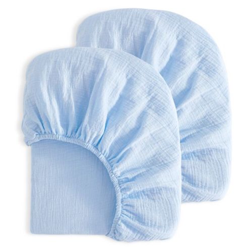 2 Pack Cotton Crib Sheets, Double-Layer Soft Fitted Sheets for Crib & Toddler Mattresses - NTBAY