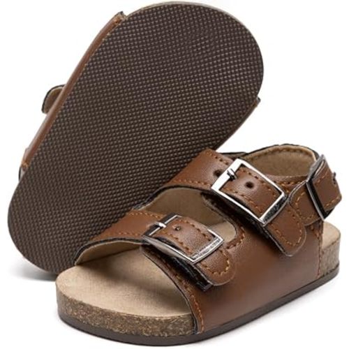Miamooi Baby Boys Girls Clogs Adjustable Buckle Straps Sandals with Lightweight Non-Slip Rubber Sole Prewalk Shoes 0-18 Months
