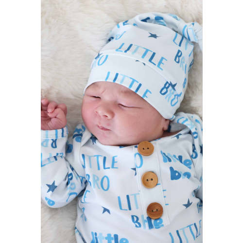 Newborn Baby Knot Gown & Hat Set | Little Bro