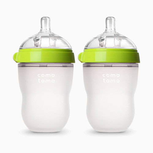 Comotomo Natural Feel Silicone Baby Bottles - Green, 8 Oz, 2