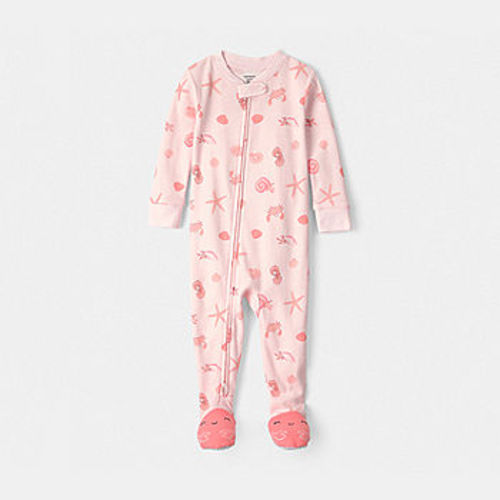 Carter's Baby Girls Footed Round Neck Long Sleeve One Piece Pajama - JCPenney
