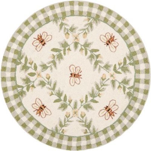 Chelsea HK55 Hand Hooked Indoor Accent Rug - Ivory/Green - 4' Round - Safavieh
