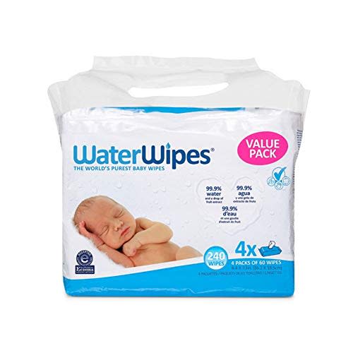 WaterWipes Unscented Baby Wipes, Sensitive and Newborn Skin, 4 Packs (240 Wipes)