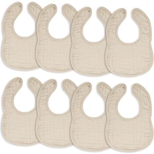 Comfy Cubs Muslin Baby Bibs, Drool Bibs, 100% Cotton Adjustable with Easy Snaps, Teething & Drooling, Soft & Absorbent