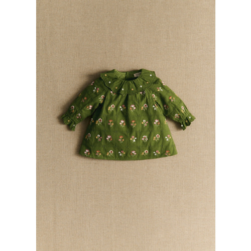 Hélo Dress - Olive / botanical embroidery