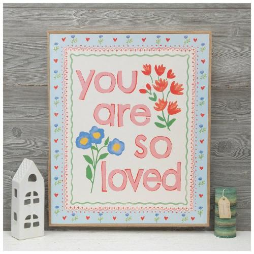 You Are So Loved Floral Wood Wall Decor