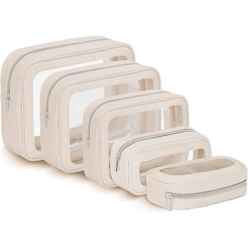 WOOMADA 5PCS Diaper Bag Organizer Pouch Set, Clear Waterproof TPU TSA Approved Travel Packing Pouches for Baby & Women