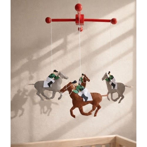 Horse Baby Mobile Crib, Horse Racing Nursery Decor, Equestrian Felt Mobile, Jockey Horse Mobile, Baby Boy Nursery, Animal Mobile