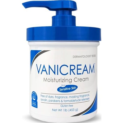 Vanicream Moisturizing Cream with Pump Dispenser, 16 Oz, Formulated without Common Irritants for Sensitive Skin, Body & Face Moisturizer, Restores Moisture & Soothes Irritated, Itchy Areas