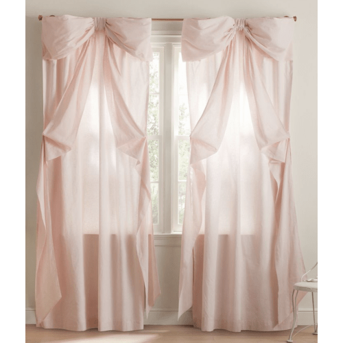 LoveShackFancy Oversized Bow Light-Filtering Curtain | Pottery Barn Kids (Blush)