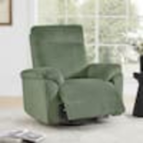 Spruce & Spring Junia Moss Green Fabric Swivel Glider Recliner with 3-Position Adjustable Recline for Living Room and Nursery SSMM7A5050-M927