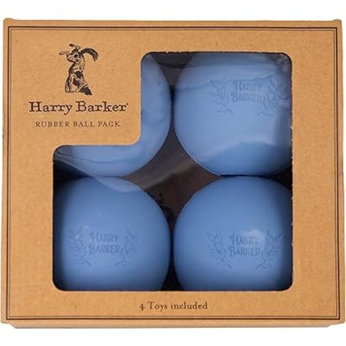 Harry Barker Rubber Balls and Rubber Chew Stick, Rubber Bone for Dogs - 3" Rubber Balls - 4 Pack