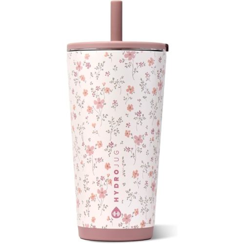 HydroJug Everyday Tumbler 20 oz, Ceramic-Lined Straw Cup, Magnolia