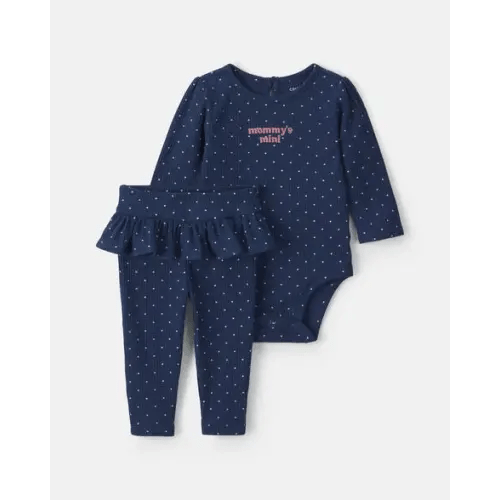 Baby Girl 2-Piece 'Mommy's Mini' Long-Sleeve Bodysuit & Pant Set - Navy Blue | Carter's