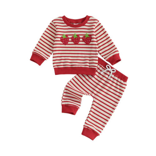 STRAWBERRY Striped Outfit - Hazel & Bo