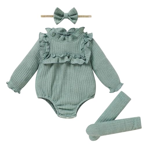GRNSHTS Newborn Baby Girl Clothes Ruffle Rompers Toddler Fall Outfits for Girls Set Little Girl Fall Winter Clothing