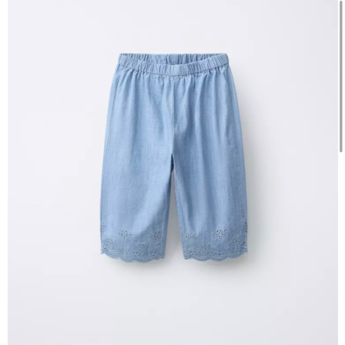 EMBROIDERED DENIM PANTS - Mid-blue | ZARA United States