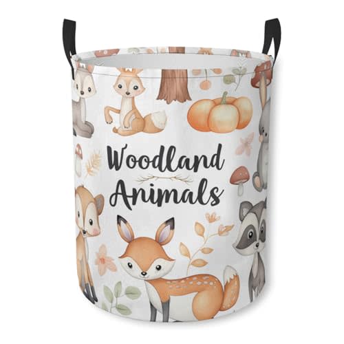 Laundry Basket Woodland Animals Collapsible Laundry Hamper with Handles Clothes Storage Bin for Household Bedroom Bathroom College Dorms
