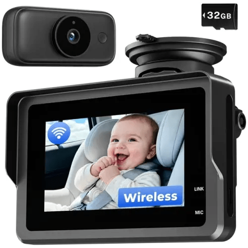 Wireless Baby Car Camera, 10000mAh Rechargeable Car Baby Monitor | 4.3'' Screen, 1080P HD Camera, Night Vision, 360° Adjustable View Facing Back Seat