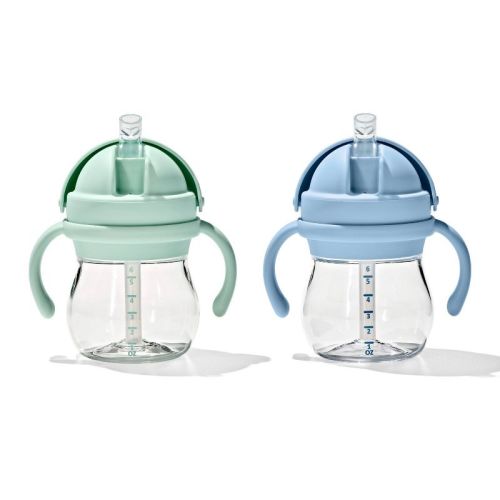 OXO Tot 6oz Plastic Transitions Straw Tumbler Cups with Removable Handles - 2pk - Opal and Dusk