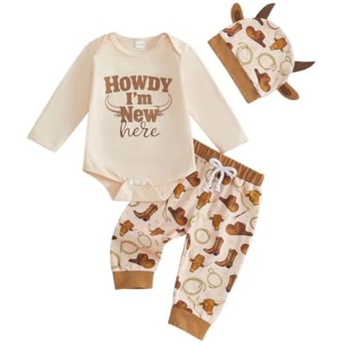 GOOCHEER Newborn Baby Boy Fall Clothes Long Sleeve Romper Pants Set
