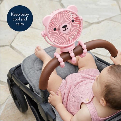 Itzy Breeze 3-Speed Stroller Fan™ Pink Bear