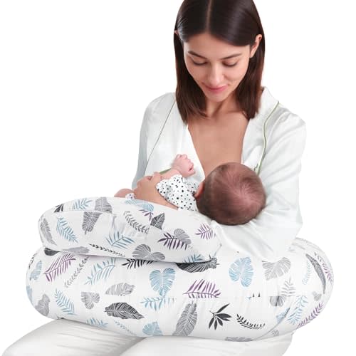AMASKY Nursing Pillow for Breastfeeding and Bottle Feeding, Ergonomic Support for Mom and Baby, Removable Washable Cover(Milky White), Pallet of Product