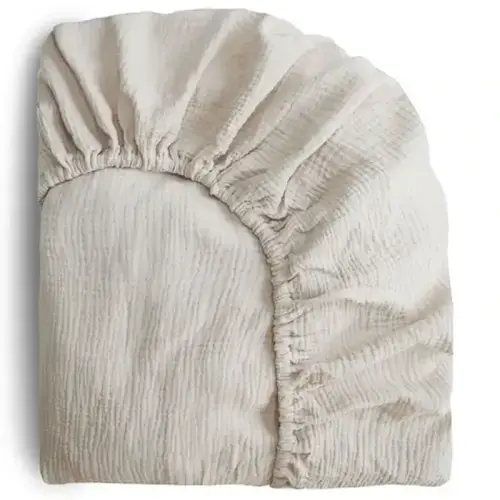 Mushie Muslin Crib Sheet - Fog